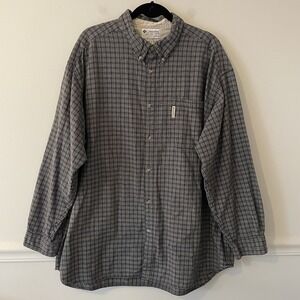 Columbia Men's Size 3XL Plaid Button Down Navy Shirt Cotton Outdoor Lumberjack